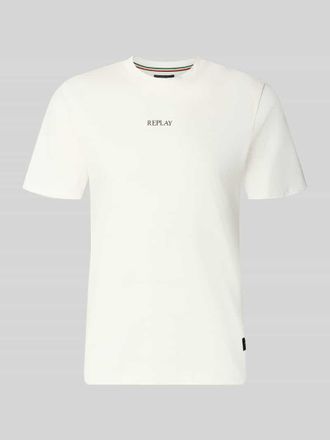 Replay T-Shirt mit Rundhalsausschnitt und Logo in Offwhite, Gr&ouml;&szlig;e XXL