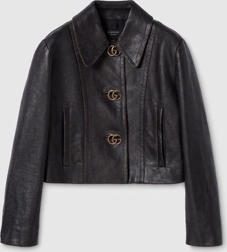 Gucci Leather With Aged Effect Jacket, Black, Ready-to-wear