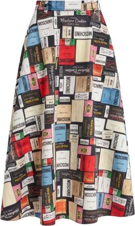 Moschino Rokken, Dames, Veelkleurig, 2Xl, Katoen, Rok van katoen gabardine met print