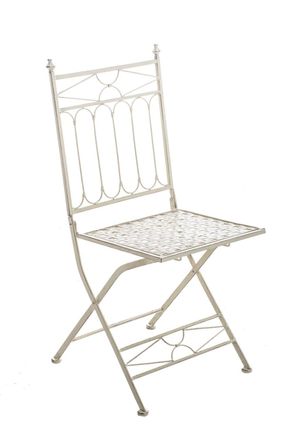 Clp Silla de exterior plegable en Metal Crema antiguo