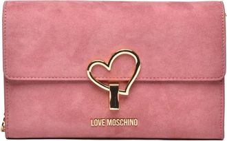 Love Moschino Suede Effect Crossbody Bag With Heart Lock Detail