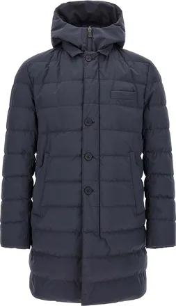 Herno Blue Technical Hooded Puffer Jacket