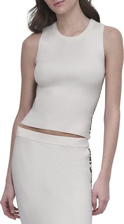 DKNY Dkny Side Logo Trim Rib Crew Neck Top