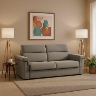 Dmora Sof&aacute; Cama 2 Plazas Tenna, Desenfundable, Con Almacenaje Made In Italy, Apertura Abatible, 185x95 Cm Gris