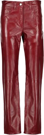 Khaite Callum Straight Broeken - Dames - Straight fit broeken - Rood - 2XS - Leer - Broeken