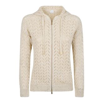 Eleventy Maglia Full Zip Cappuccio - female - Eleventy - Cardigans - Beige - XS - Knitwear