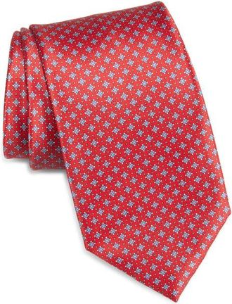 Brioni Micromedallion Silk Tie in Brioni Red/Lead at Nordstrom