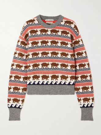 J.W.Anderson Pullover In Lana A Intarsio - Verde