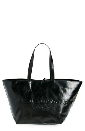 Alexander Wang Punch Crinkled Leather Tote in 001 Black at Nordstrom