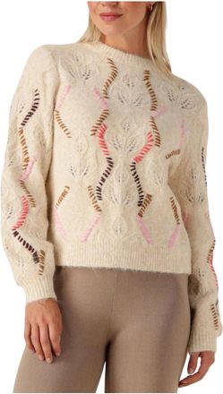 Y.A.S Beige Gebreide Pullover voor Herfst - Dames - Ronde hals truien - Beige - L - Polyester - Truien & Vesten