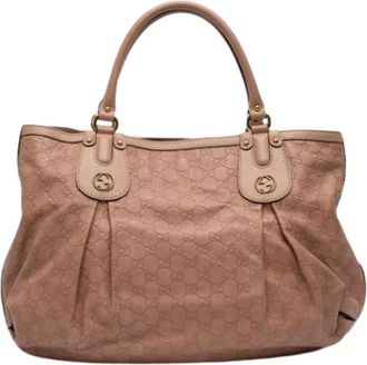 Gucci Pre-owned Handbags, female, Pink, Size: ONE SIZE Pre-owned Vintage Leather Tote