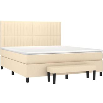 vidaXL Vidaxl - Cama Box Spring Con Colch&oacute;n Tela Color Crema 160x200 Cm
