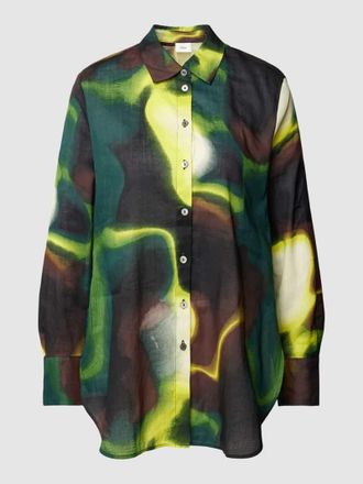 s.Oliver Black Label Bluse mit Allover-Print in Bottle, Gr&ouml;&szlig;e 36