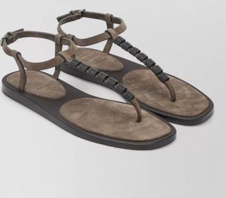 Brunello Cucinelli ankle strap flat sandals open toe