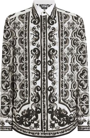 Dolce & Gabbana Camicia Martini con stampa maioliche - Nero
