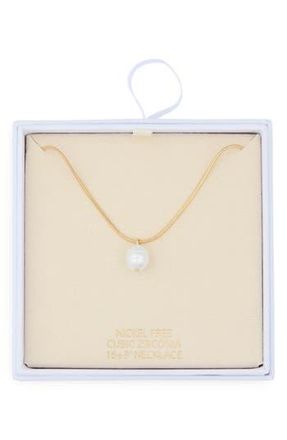 Nordstrom Rack Faux Pearl Pendant Necklace in White- Gold at Nordstrom Rack