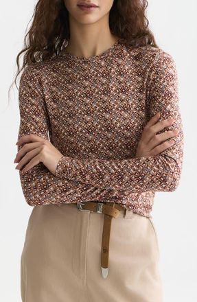 Scotch & Soda Printed Long Sleeve Knit T-Shirt in Tiles Flower Doeskin at Nordstrom, Size X-Large