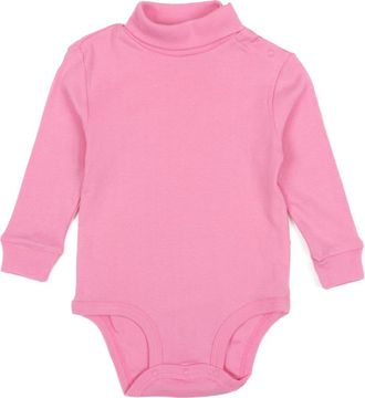 Leveret Cotton Neutral Solid Turtleneck Bodysuit in Light/pastel Pink at Nordstrom, Size 6-12M
