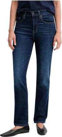 Levi's 724 High Rise Straight - Dames - Regular Fit Jeans - Blauw - W27 L32 - Katoen - Jeans