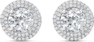 Diana M. Jewels 14kt white gold lab grown round diamond halo earrings weighing 4.00 cts tw