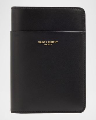 Saint Laurent Men & apos;s Passport Case in Smooth Leather