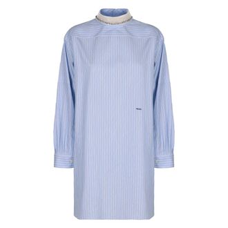 Prada Dames, Jurken, Blauw, Maat: 2XS Katoen