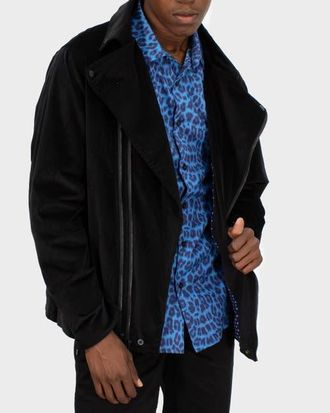 Lords of Harlech Rocky Velvet Biker Jacket in Velvet Black at Nordstrom, Size X-Large