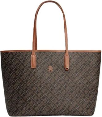Tommy Hilfiger Monogram Tote Bag - Dames - Shoppers - Zwart - ONE Size - Leer - Tassen