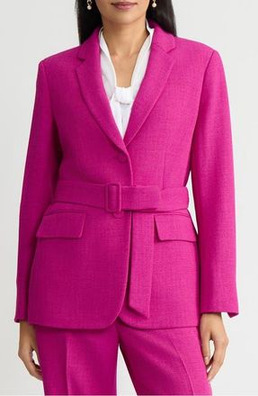 Kasper Two Button Blazer With Belted Waist in Cosmo Pink at Nordstrom, Size 12