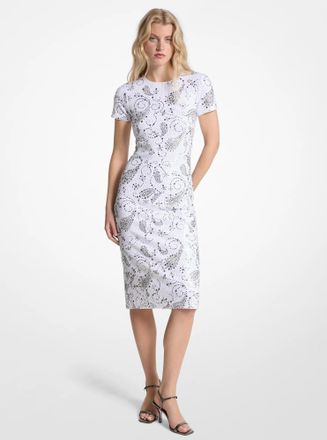 Michael Kors Studded Paisley Scuba Midi Dress