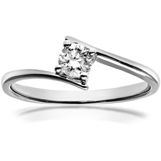 Diamant L'éternel Solitare Crossover-ring van 18 kt witgoud, 0,25 ct briljant geslepen gecertificeerde diamant