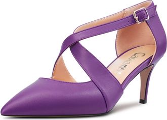 Castamere Stiletto Mid Heel Pointed Toe Cross-Strap Pumps Court Shoe Wedding Party 6.5 CM Heels Purple Matte A 8.5 UK