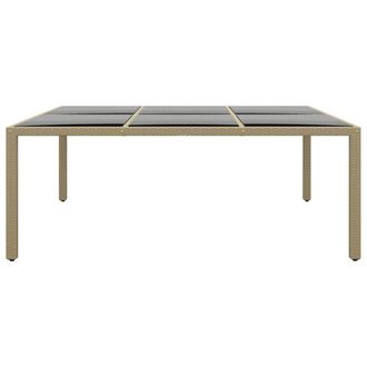 Berkfield Home Garden Table 200x150x75 cm Tempered Glass & Poly Rattan Beige | Size: 200 x 150 x 75 cm