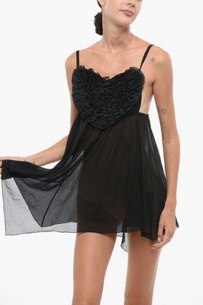 Dsquared2 Vestaglia in Seta con Scollo a Cuore Volant Dsquared2