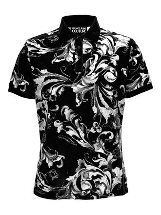 Versace Jeans Couture baroque-print polo shirt - Black