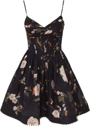 Zimmermann Ascent Corseted Mini Jurk - Dames - Jurken - Zwart - Maat: M Katoen
