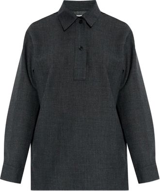 STUDIO NICHOLSON long-sleeve polo top - women - Wool - 10 - Grey