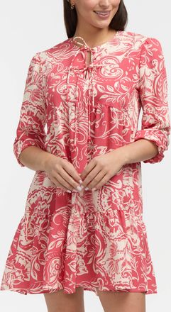 Ellen Tracy Womens Tiered Dress with Double Tie Neckline