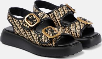 Tod's Leather-trimmed tweed platform sandals