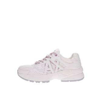 A|X Armani Exchange Womens Speed Low Cut, Mesh Detail, Big Side Logo Trainers, White+Pale, 40 EU, White Pale, 8 UK