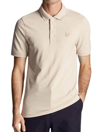 Lyle & Scott Mens Lyle & Scott Tonal Eagle Cream Polo Shirt - Tan - Size: 38