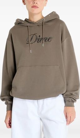 Dime Felpa Cursive con cappuccio e borchie - Marrone