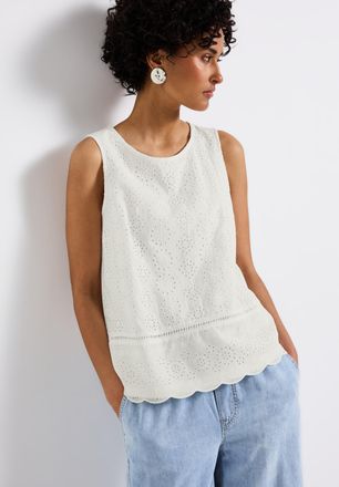 Street One Shirttop STREET ONE, Damen, Gr. 44, weiss (sanftes wei&szlig;), Jersey, Obermaterial: 50% Baumwolle, 50% Modal, unifarben, l&auml;ssig geschnitten h&uuml;ftbedeckend,