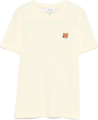 Maison Kitsun&eacute; Fox Head Regular T-shirt - Dames - T-shirts - Geel - S - Katoen - Tops