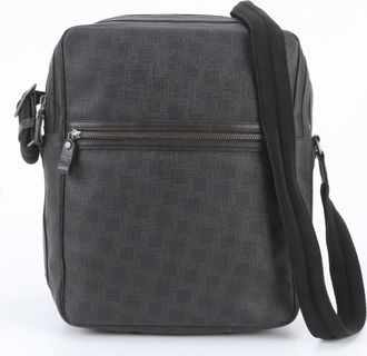 Dunhill Black Dark Brown Leather Coated Canvas Messenger Bag Shoulder Bag (Pre-Owned)