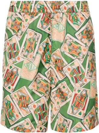 Dr&ocirc;le de Monsieur Jeu De Cartes Zwemshorts met Elastische Tailleband - Heren - Strandmode - Veelkleurig - S - Katoen - Badmode
