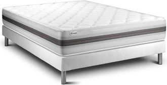 VITALIT Vitalit - Base Tapizada Blanco + Colch&oacute;n Con Espuma Viscoel&aacute;stica 140 X 200
