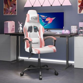 vidaXL Silla Gaming Cuero Sint&eacute;tico Blanco Y Rosa Vidaxl