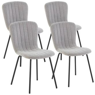 HOMN Pack 4 sillas tapizadas en tela color gris claro