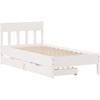 vidaXL Vidaxl - Estructura Cama Sin Colch&oacute;n Madera Maciza Pino Blanca 100x200cm